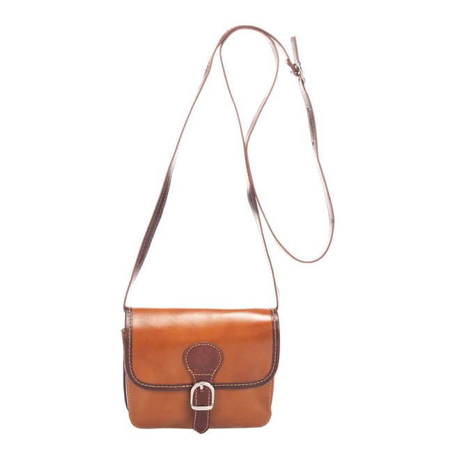 Massimo Castelli Cognac Leather Crossbody Bag
