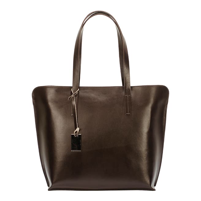 Massimo Castelli Dark Brown Leather Top Handle Bag