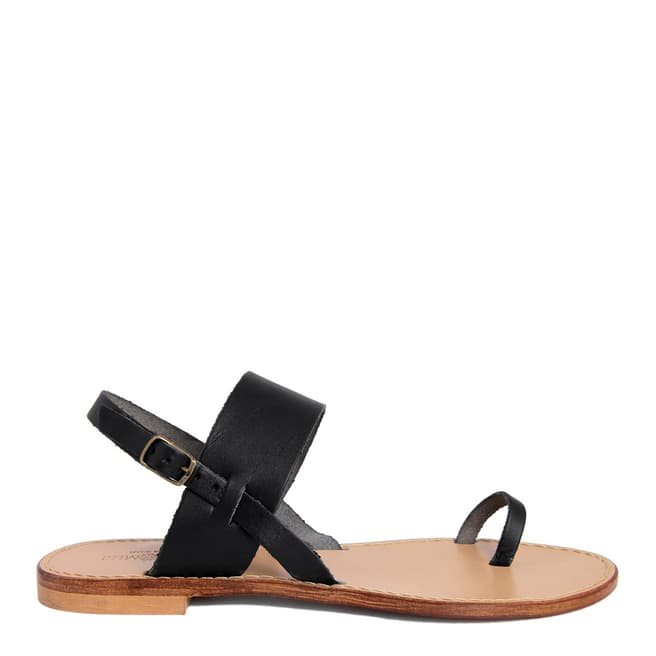 Summery Black Toe Loop Flat Sandals