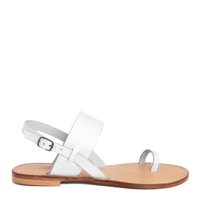 Summery White Toe Loop Flat Sandals