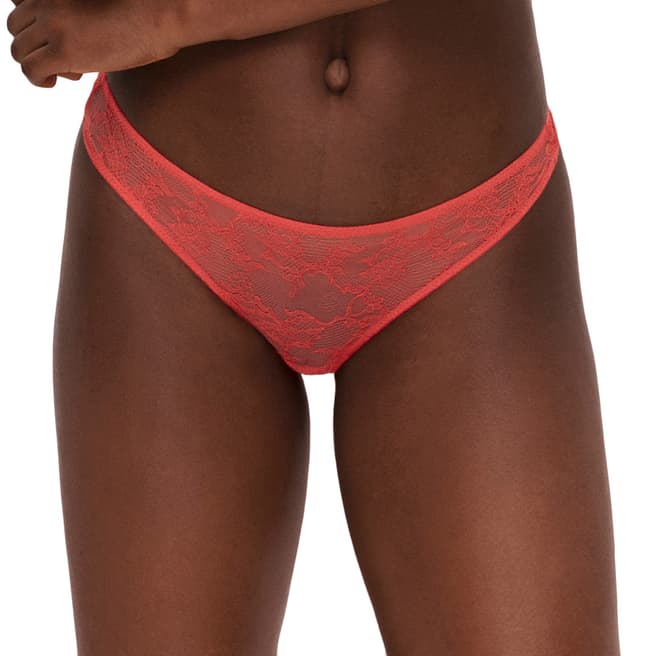 Noelle Wolf Bright Coral Bold Lace Thong