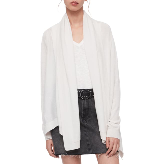 AllSaints White Ires Woven Wool Cardigan
