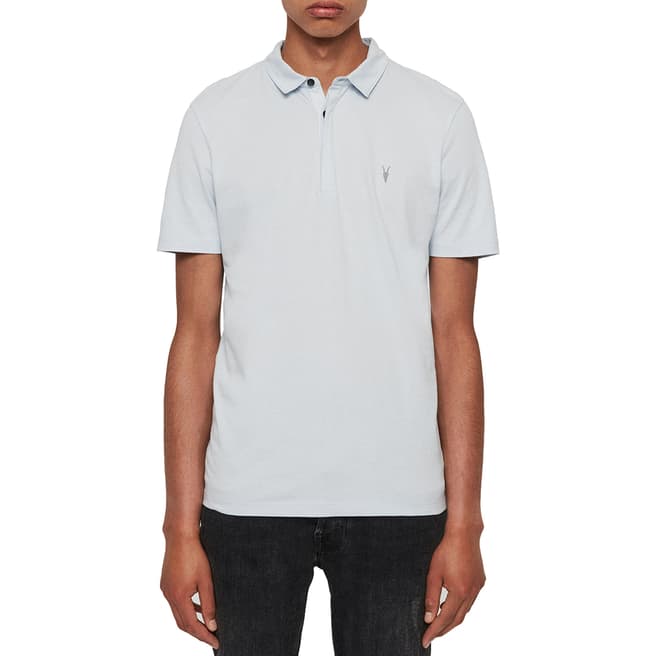 AllSaints Pale Blue Brace Cotton Polo Shirt