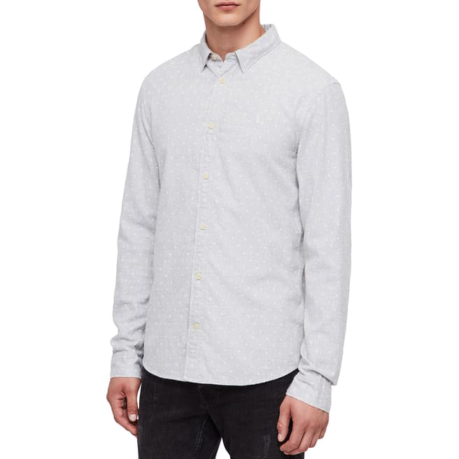 AllSaints Grey Bethel Dot Cotton Shirt