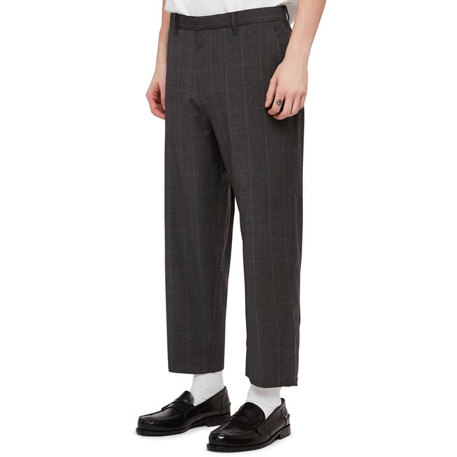 AllSaints Grey Check Ante Tapered Trousers