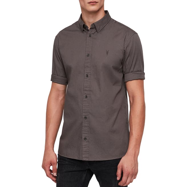 AllSaints Dark Grey Redondo Half Sleeves Cotton Shirt
