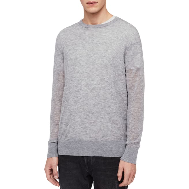 AllSaints Grey Rekk Lightweight Knitted Top