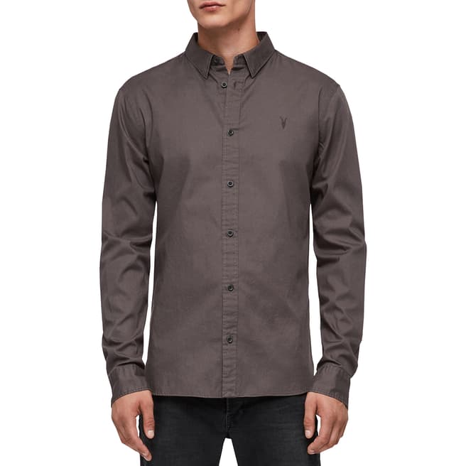 AllSaints Dark Grey Redondo Cotton Shirt