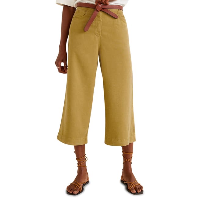 Mango Khaki Soft Straight Trousers