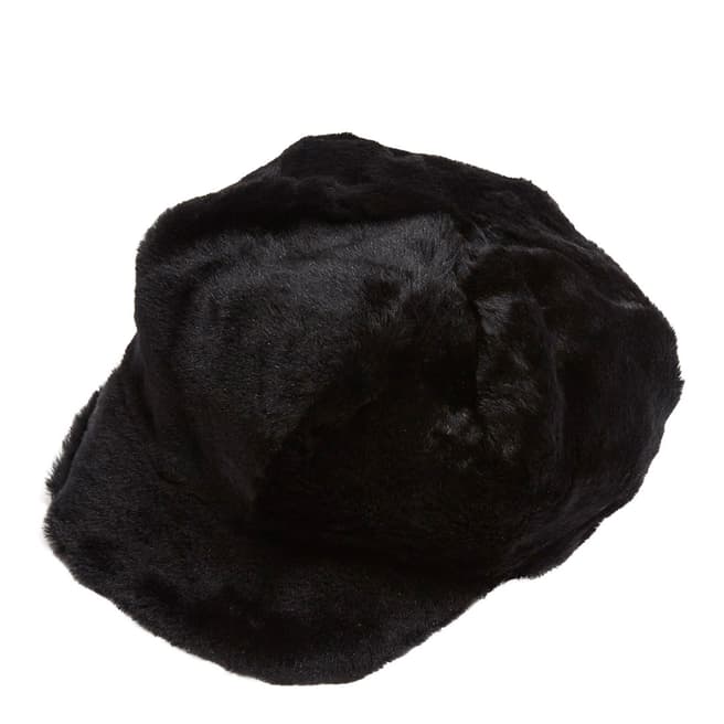Laycuna London Luxury Black Sheepskin Baker Boy Hat