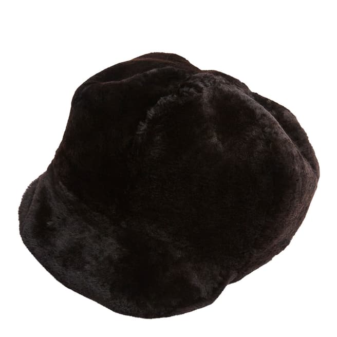 Laycuna London Luxury Chocolate Brown Sheepskin Baker Boy Hat