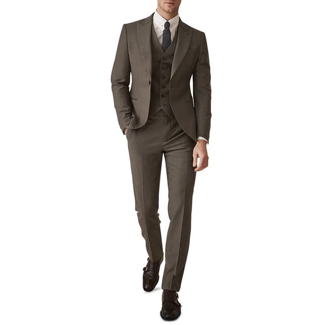 Reiss Taupe Brompton 2 Piece Wool Suit