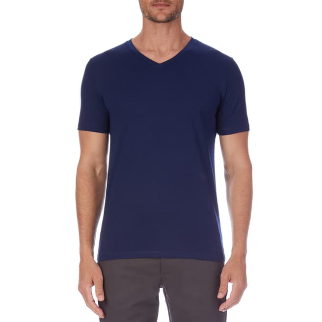 Reiss Dark Blue Dusky Cotton Blend T-Shirt