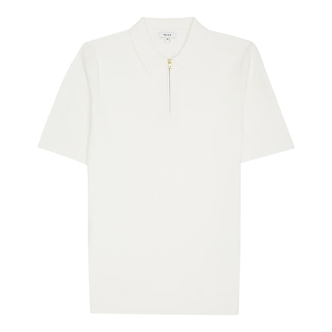 Reiss Ecru Hitch Textured Cotton Polo Shirt