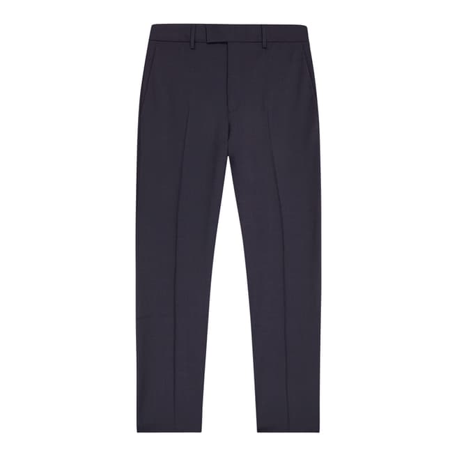 Reiss Navy Wandered Wool Blend Suit Trousers