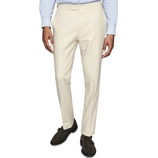 Reiss Stone Rack Cotton/Linen Suit Trousers