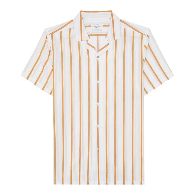 Reiss White/Orange Zest Cotton Stretch Shirt