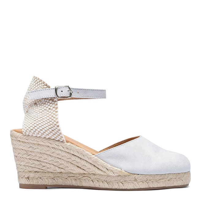 Paseart White Suede Spanish Wedge Espadrille Sandal