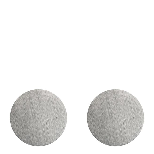 Monomen Men's Silver Minimal Round Cufflinks