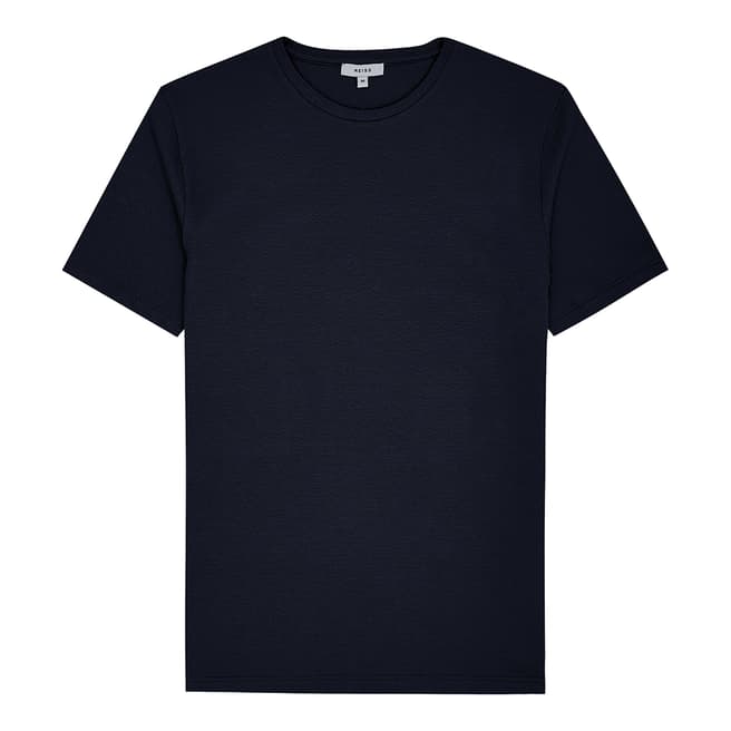 Reiss Midnight Heaton Textured Cotton T-Shirt