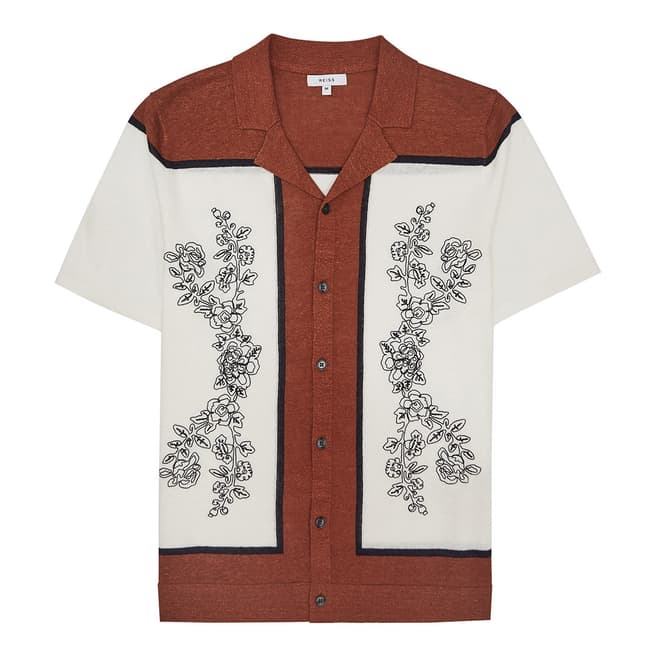 Reiss Copper Bradie Embroidered Shirt