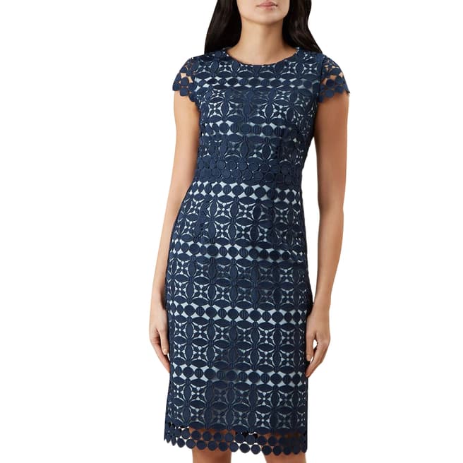 Hobbs London Navy Mabelle Lace Dress