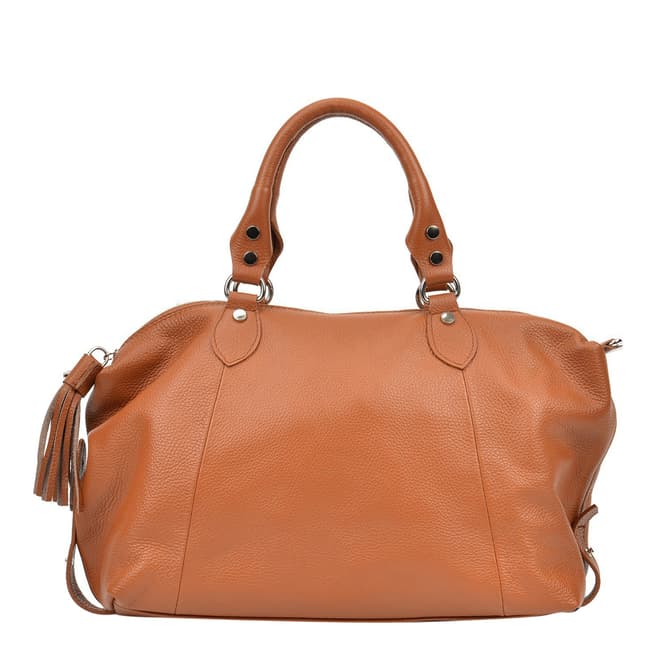 Mangotti Bags Cognac Leather Top Handle Bag