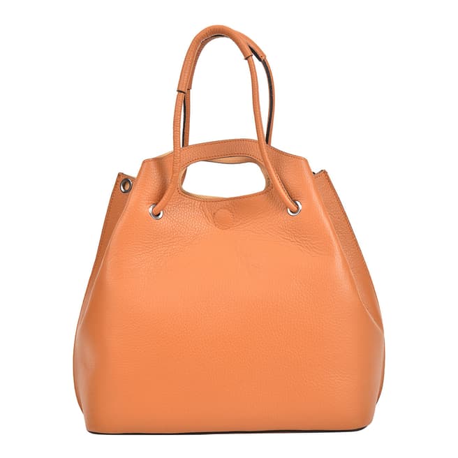 Mangotti Bags Cognac Leather Top Handle Bag