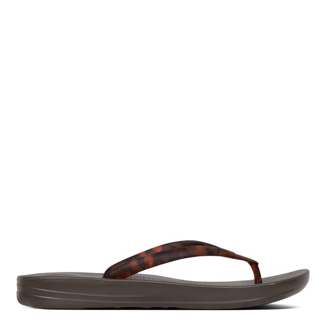 FitFlop Chocolate Brown Turtle Iqushion Tortoiseshell Flip Flops