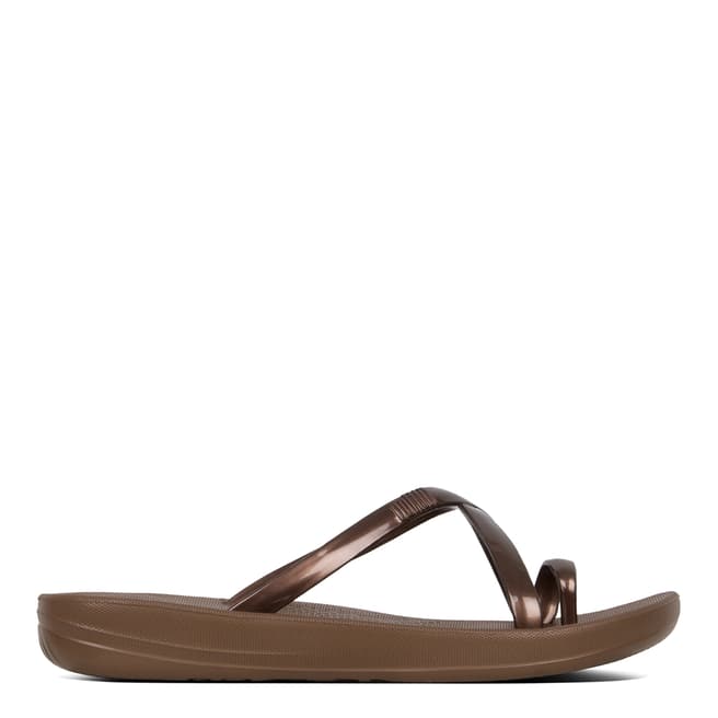 FitFlop Bronze Iqushion Wave Pearlised Cross Slides