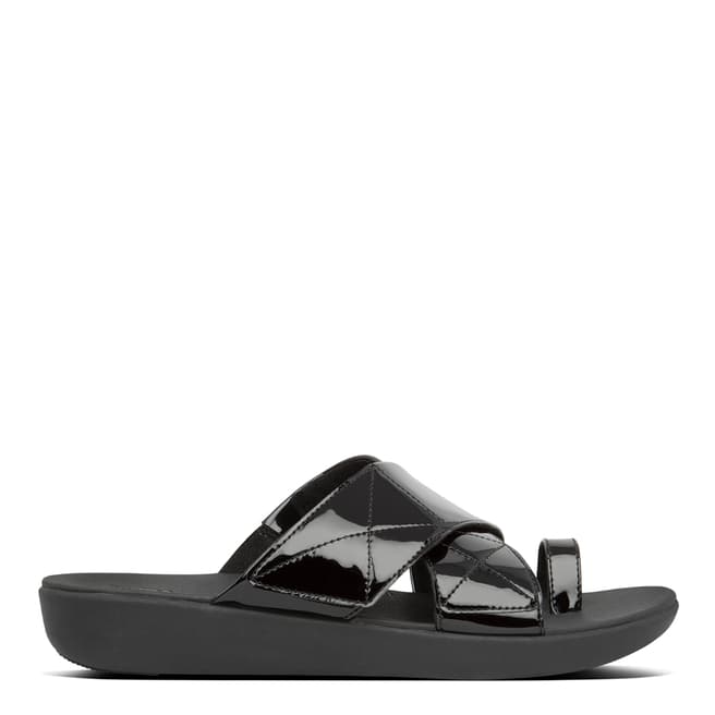 FitFlop Black Carin Patent Toe Post Sandals
