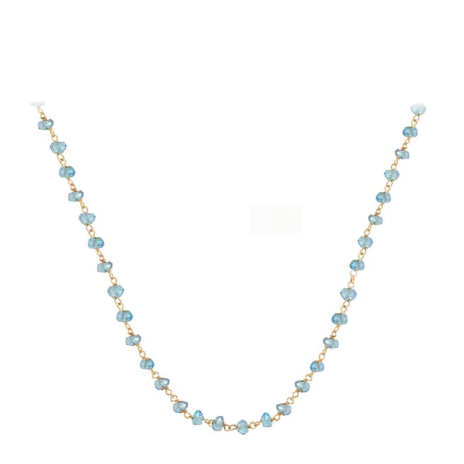 Liv Oliver 18K Gold Plated Blue Topaz Necklace