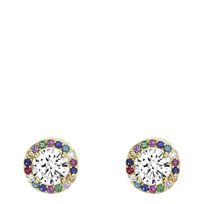 Liv Oliver 18K Gold Plated Multi Colour Halo Cz Stud Earrings