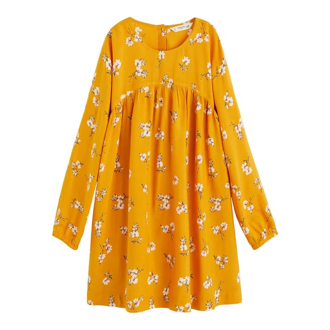 Mango Mustard Flower Print Dress