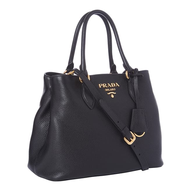 Prada Black Leather Top Handle Bag 