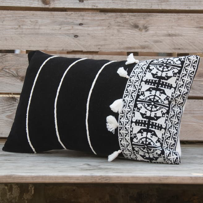 Febronie Black Embroided Cushion Cover 50x30cm