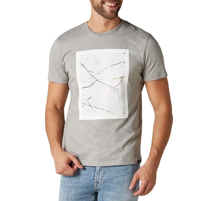 7 For All Mankind Grey Light Graphic Map T-Shirt