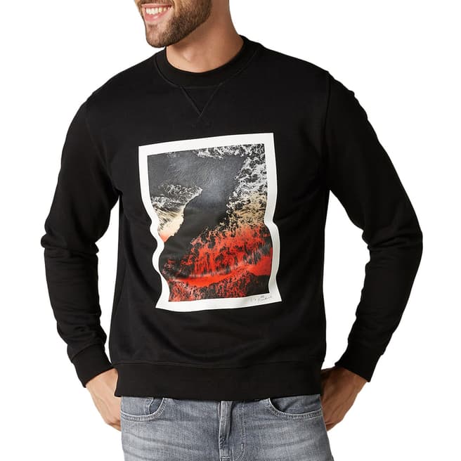 7 For All Mankind Black Graphic Sweatshirt