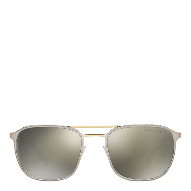 Prada Men's Pale Gold/Grey Mirrored Prada Sunglasses 56mm