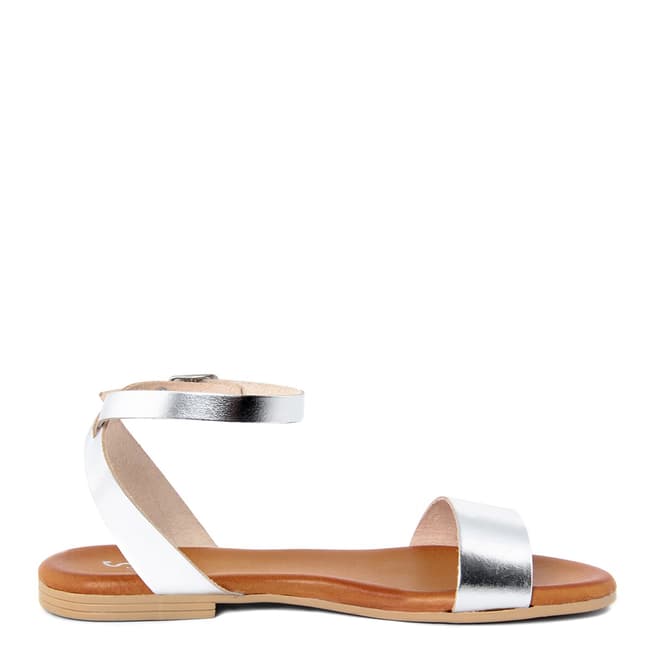 Alissa Shoes Silver Leather Flat Sandal