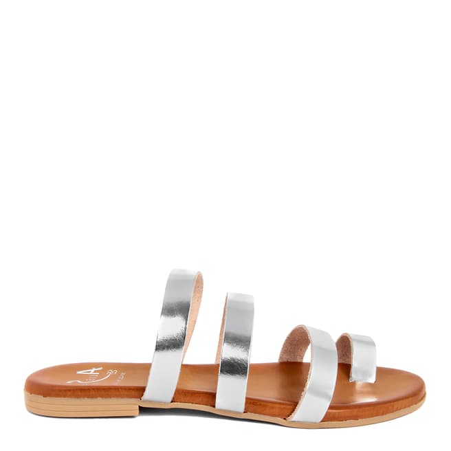 Alissa Shoes Silver Toe Loop Mule Sandal