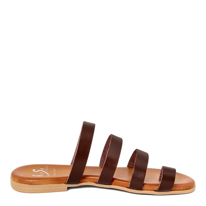 Alissa Shoes Brown Multi Strap Flat Sandal