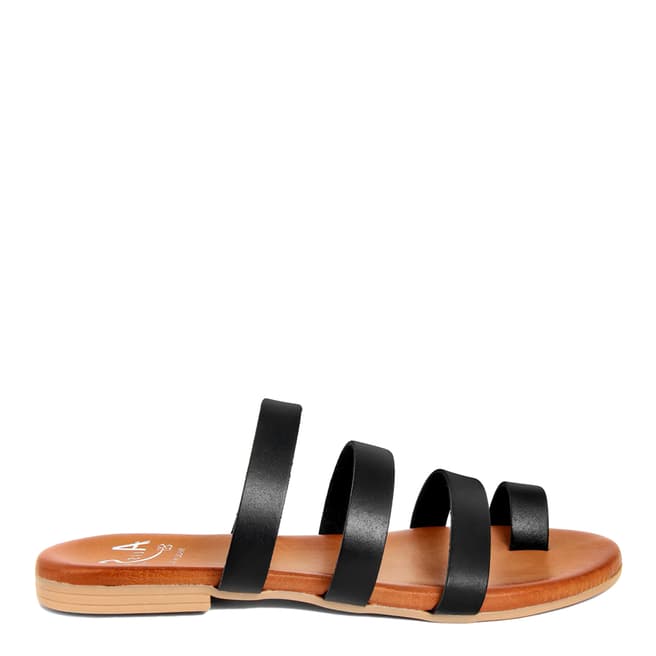 Alissa Shoes Black Toe Loop Mule Sandal