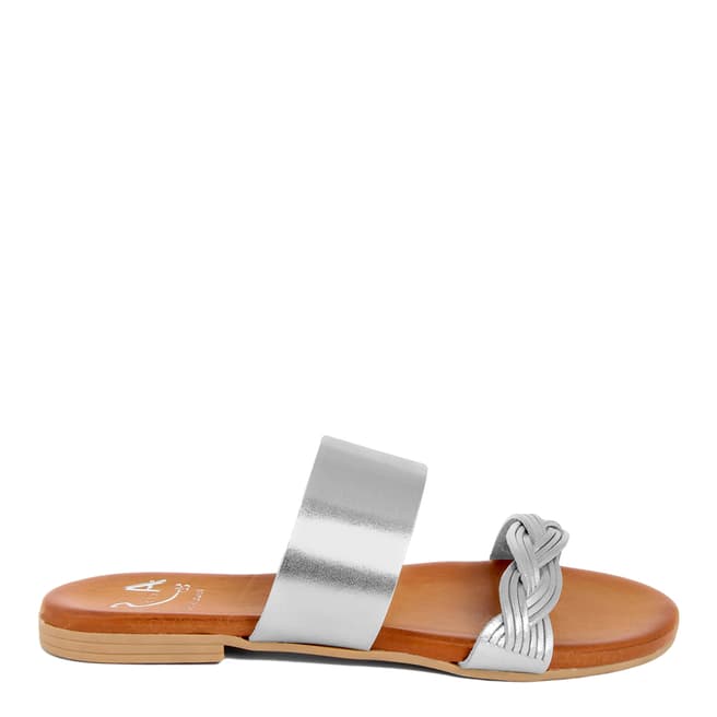 Alissa Shoes Silver Leather Mule Sandal