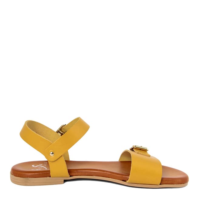 Alissa Shoes Yellow Double Buckle Flat Sandal