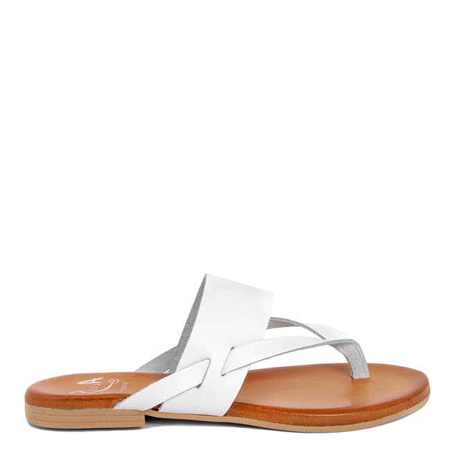 Alissa Shoes White Wide Strap Flip Flop Sandal