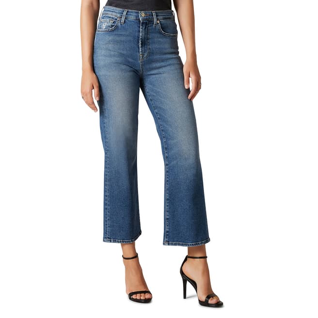 7 For All Mankind Blue Cropped Alexa Luxe Stretch Jeans