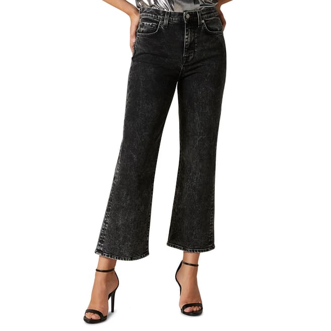 7 For All Mankind Black Acid Wash Cropped Alexa Luxe Stretch Jeans