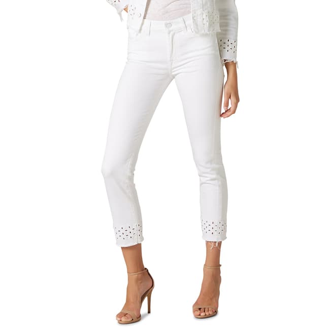 7 For All Mankind White Cutout Roxanne Stretch Jeans