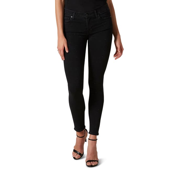 7 For All Mankind Black Skinny Illusion Crop Stretch Jeans